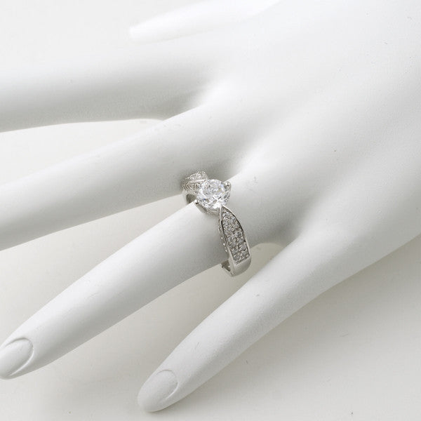 1.26 CTW Unique Silver CZ Engagement Ring