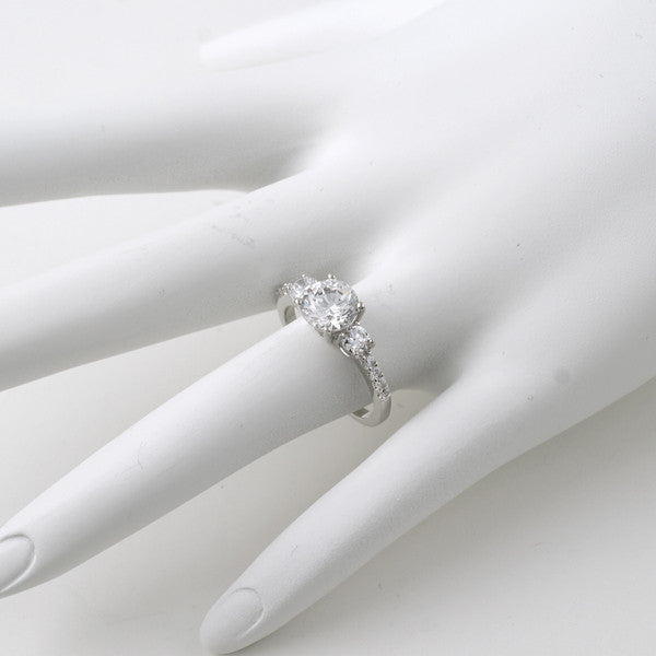 1.68 CTW Classic 3 Stone Silver CZ Engagement Ring