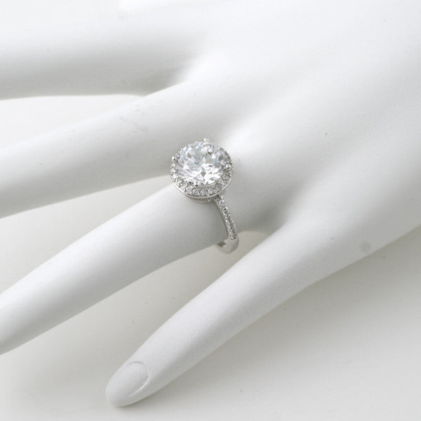 1.65 CTW Simple Solitaire Halo CZ Fashion Ring