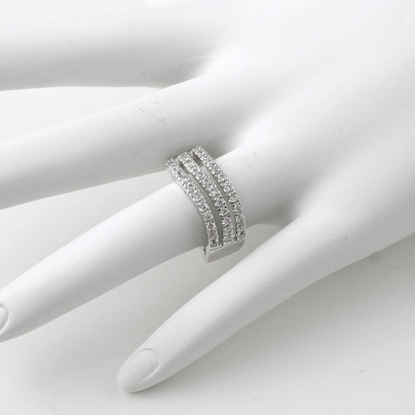 1.45 CTW Wave Design Silver CZ Fashion Ring