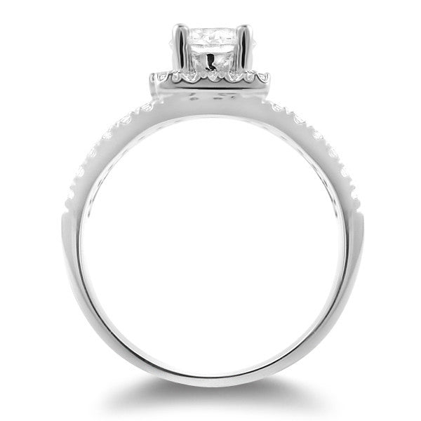 1 Carat Halo Split Shank CZ Engagement Ring