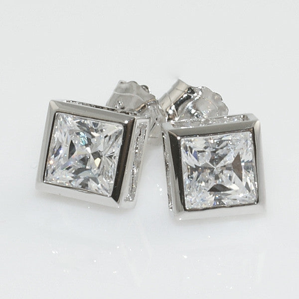 1.40 CWT 5mm Princess Cut Square Bezel Studs