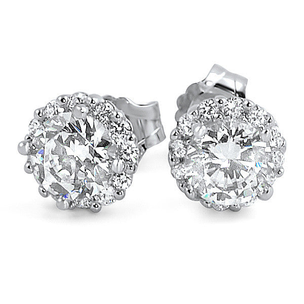 1.16 CTW Simulated Diamond Halo Stud Earrings