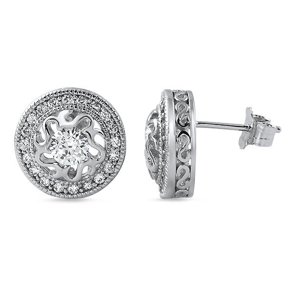 0.90 CTW CZ Art Deco Vintage Stud Earrings